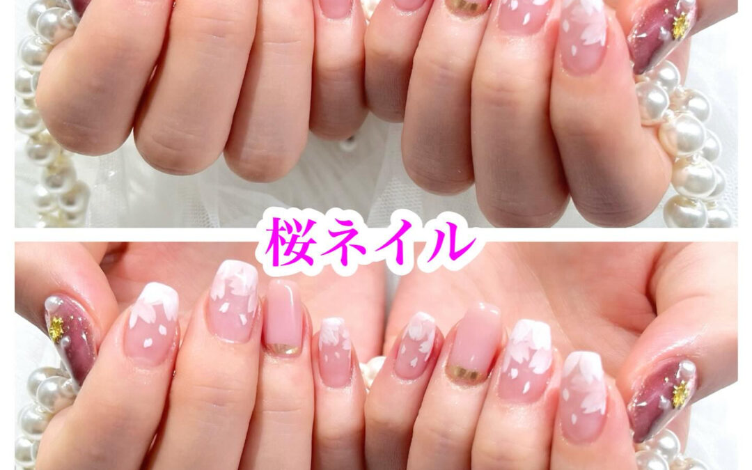 春の訪れが待ち遠しい皆さまに、少し早めの桜ネイルはいかがです